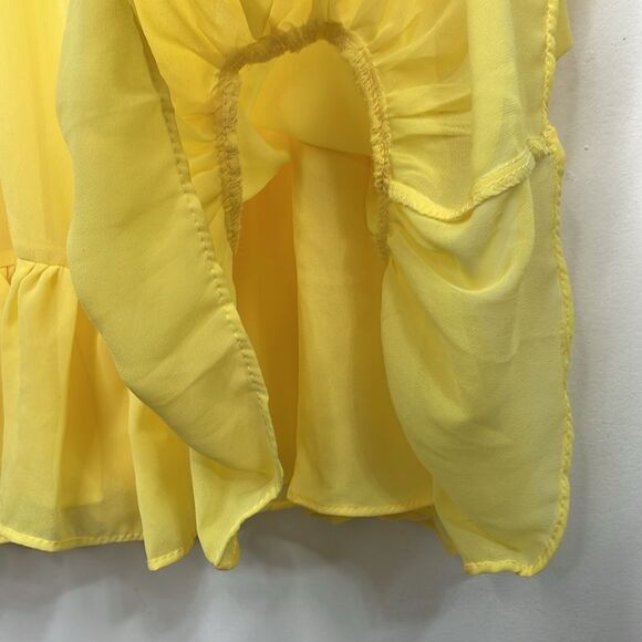 Vince Camuto Yellow Chiffon Dress Baby Doll Split neck tiered long sleeve Small - Picture 5 of 15
